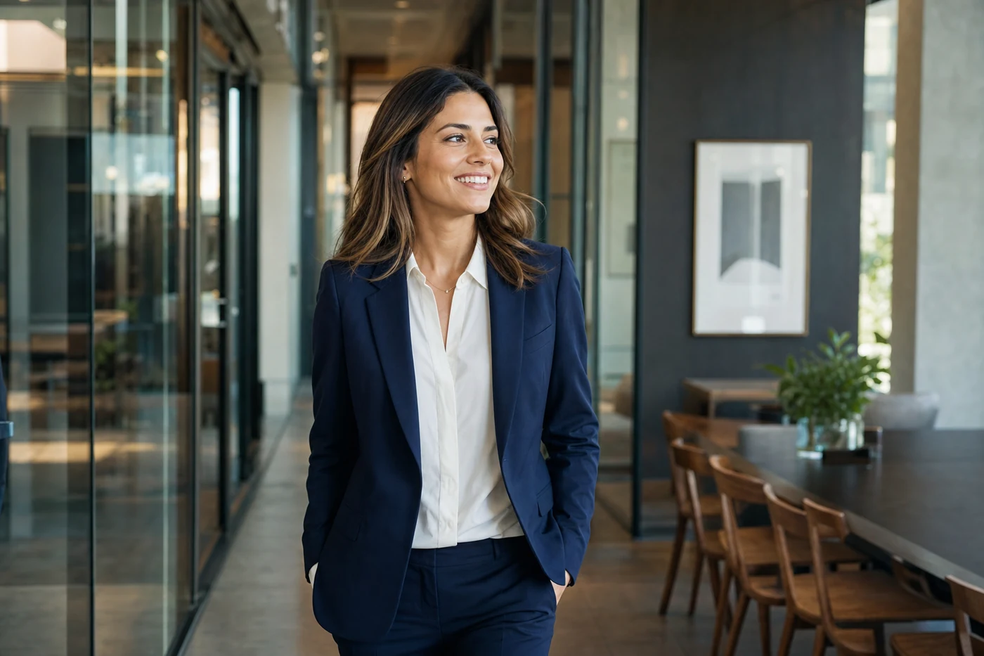 Patient smiling confidently in a modern professional setting